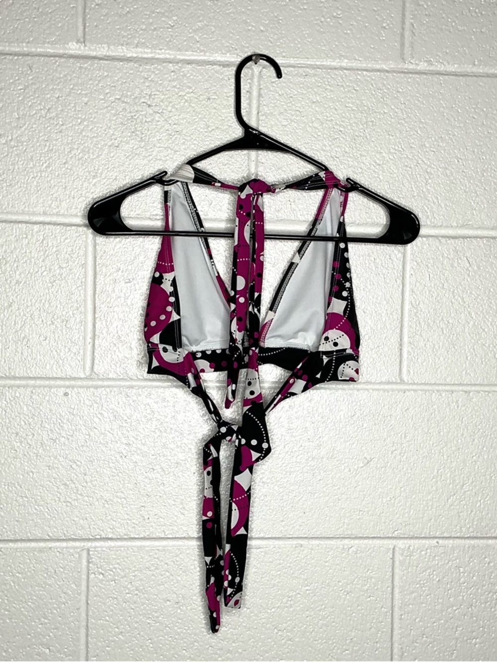 < Y2K Purple/Black Circle Pattern Bikini Swim Top > - Picture 2 of 2